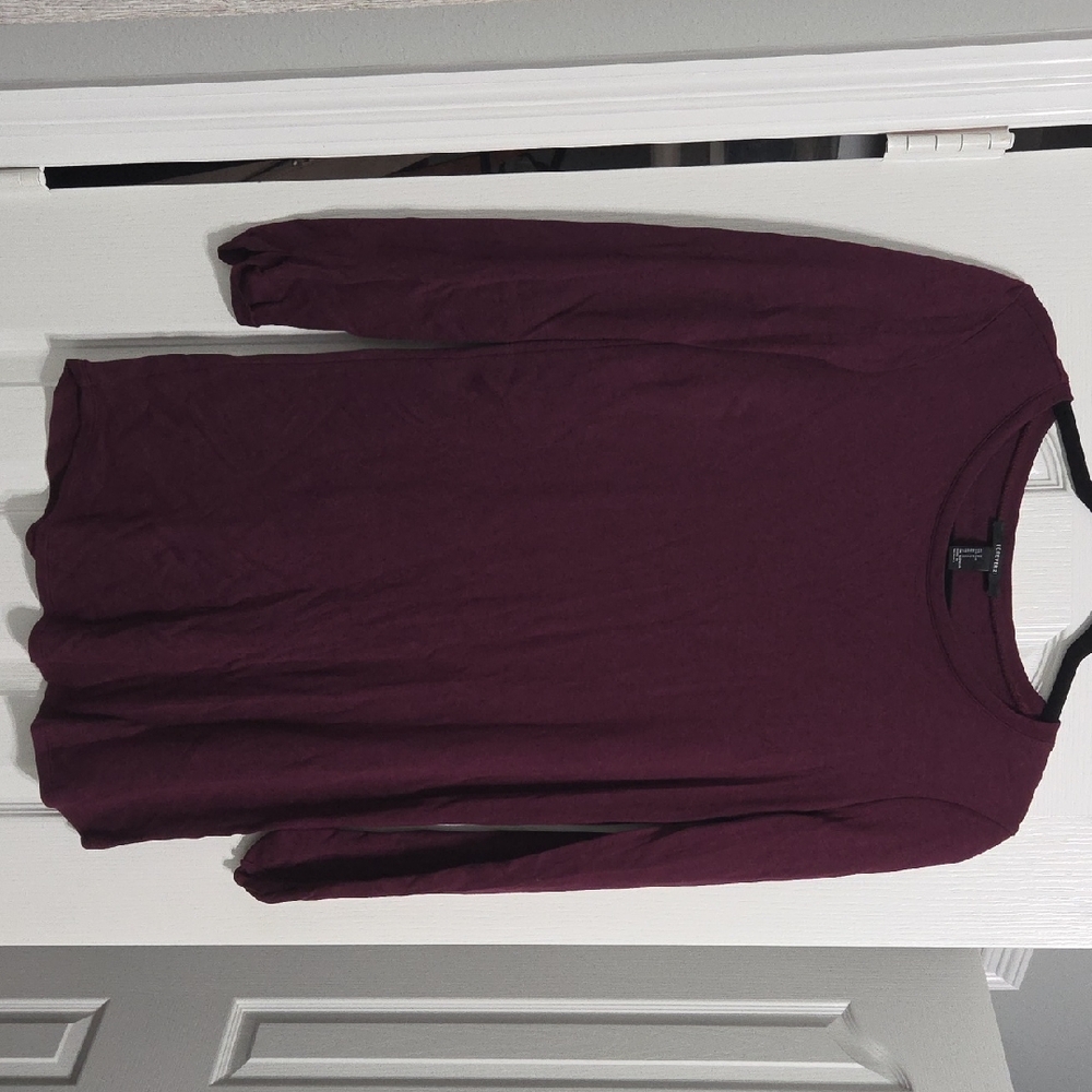 Forever 21 Burgundy Long Sleeve Shirt/Dress, Sz S